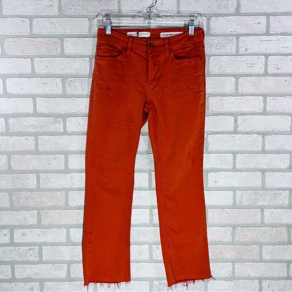 Anthropologie Pilcro Orange High Rise Bootcut Raw Hem Jeans Size 26 - Picture 4 of 9